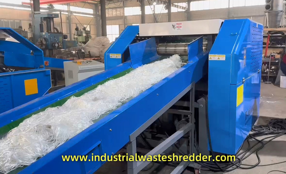 산업용 폐기물 PP 가닥 단일 필라멘트 쉐러더 기계 PET PP HDPE PA 가닥 용량 300~2000kg 시간당,간접식 화학 가닥 쉐러더 반 윙 디자인,폐기물 PP 라피아 팩 쉐러더